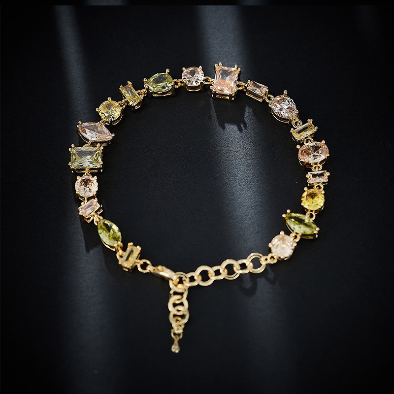 Candy Dopamine Zircon Inlaid Geometric Drop Delicate Bracelet Niche Jewelry for Women