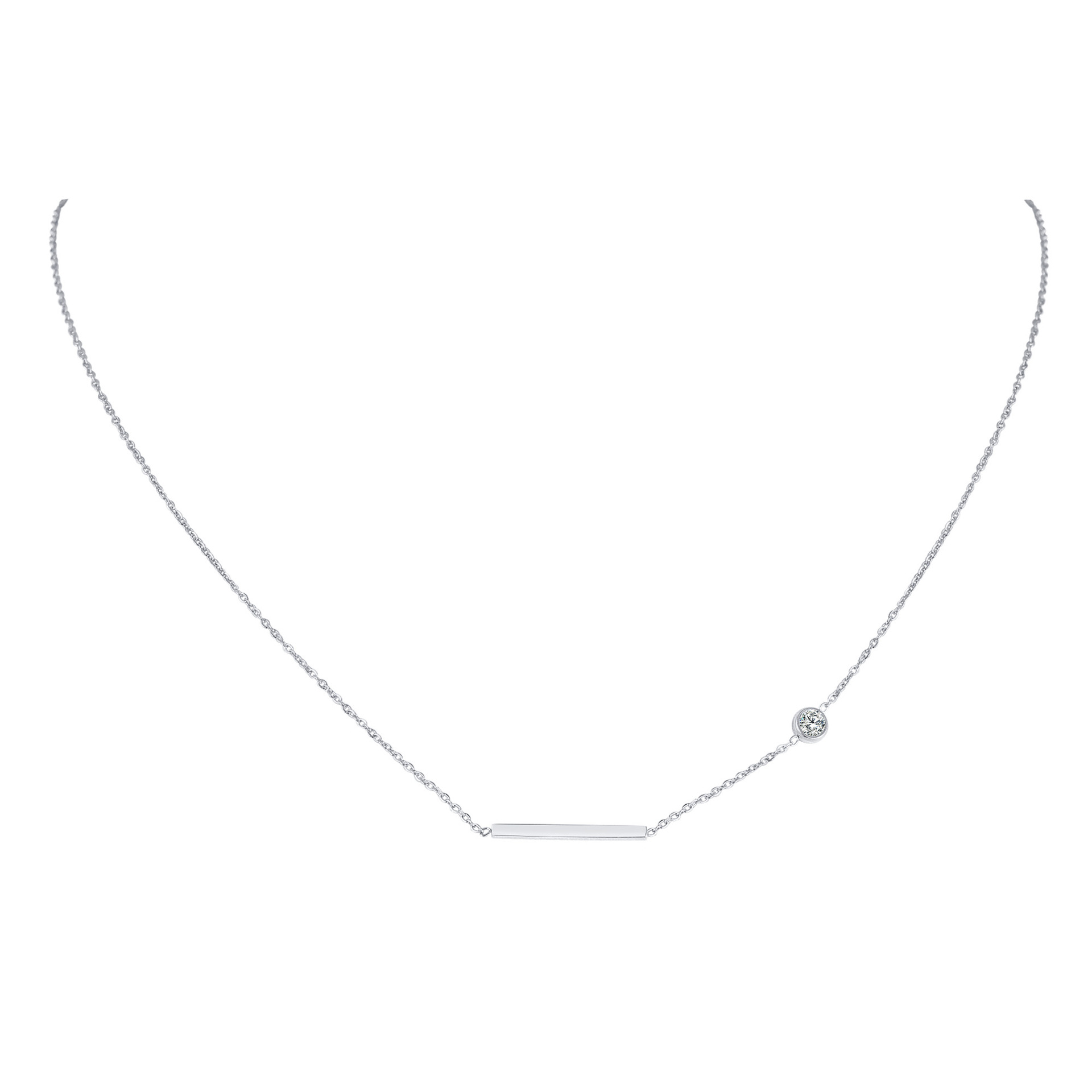 Huanmu Accessories Stainless Steel Cross Necklace Simple Single Zircon Collarbone Chain Women's Style