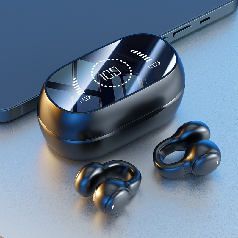 New Private Mold M47 Clip-on Bone Conduction Bluetooth Earphone, In-Ear Free Sports Digital Display Long Battery Life Earphone