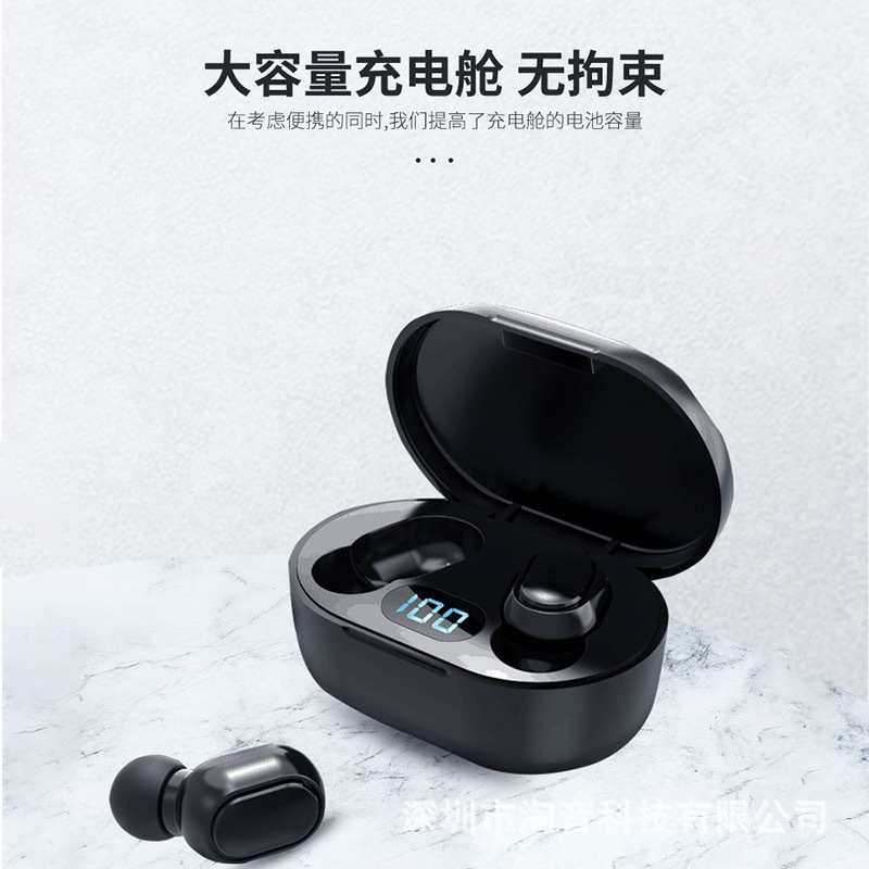 E7S Bluetooth Headphones Good Sound Quality Low Power Consumption In-ear Stereo Digital Display Large Battery