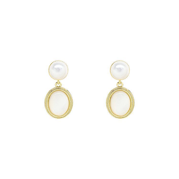 Natural Freshwater Pearl Earrings S925 Silver Needle Women Niche Earrings Mother-of-Pearl Ear Studs