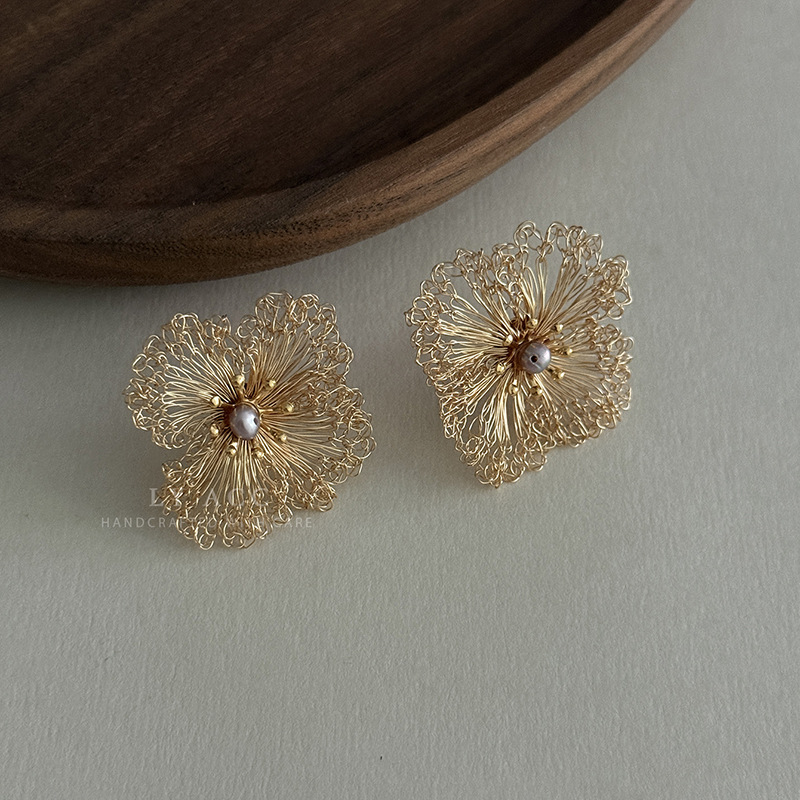 Simple Sweet Handmade Flower Stud Earrings Elegant Exquisite Earrings Absolutely Beautiful Earrings