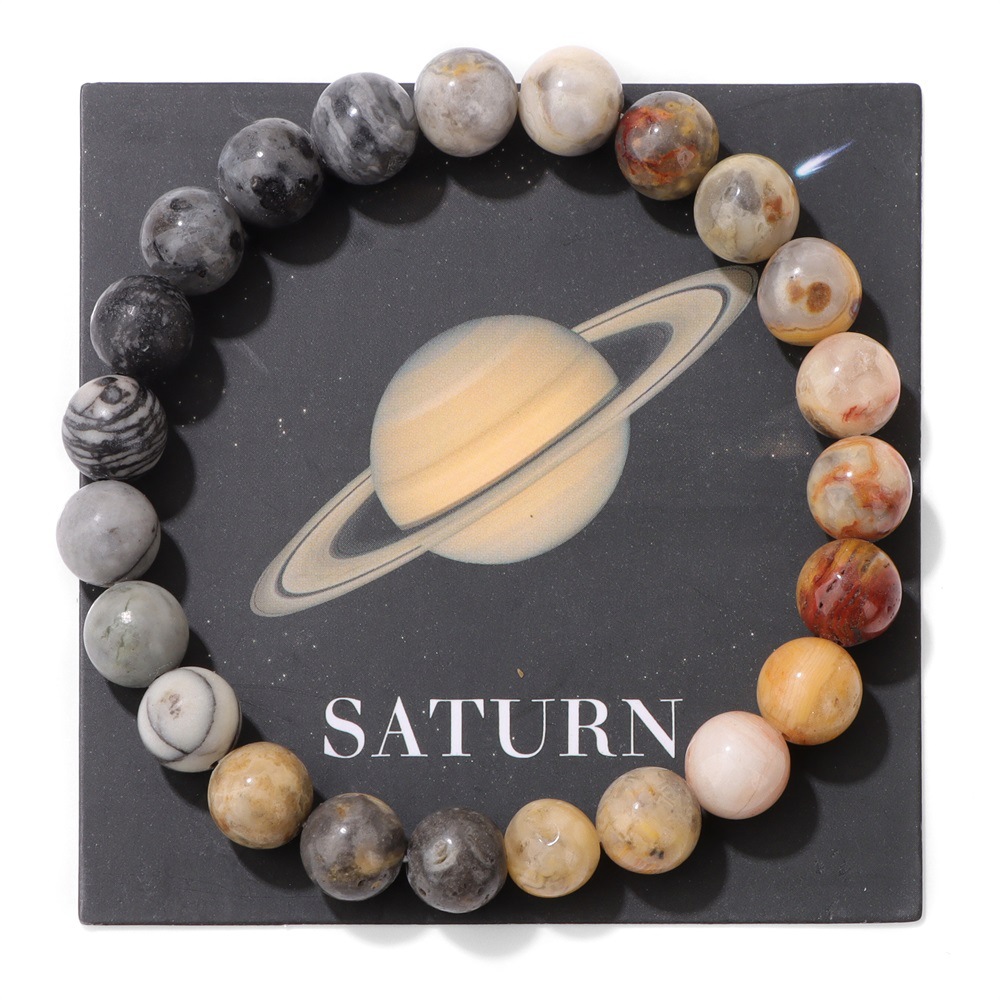 New solar system eight planets artificial stone elastic rope bead bracelet unisex gift bracelet accessory