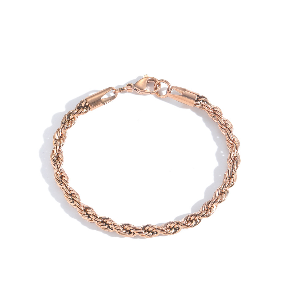 2mm 3mm 4mm 5mm 6mm stainless steel twisted chain bracelet HipHop hip-hop jewelry vacuum plated
