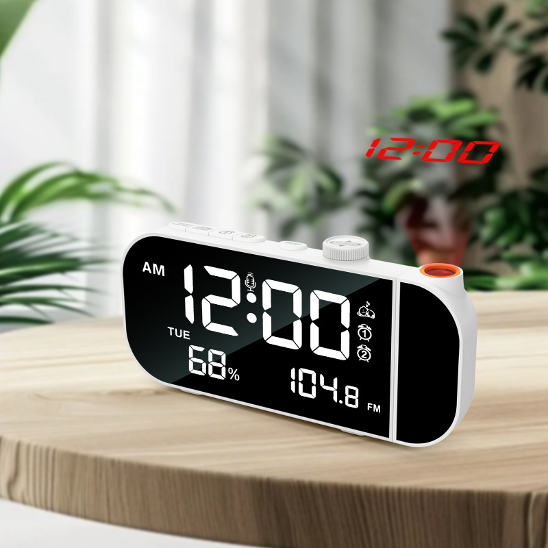 New Electronic Alarm Clock with Projection, Bedside Lighting, FM Radio, Digital Projection Clock