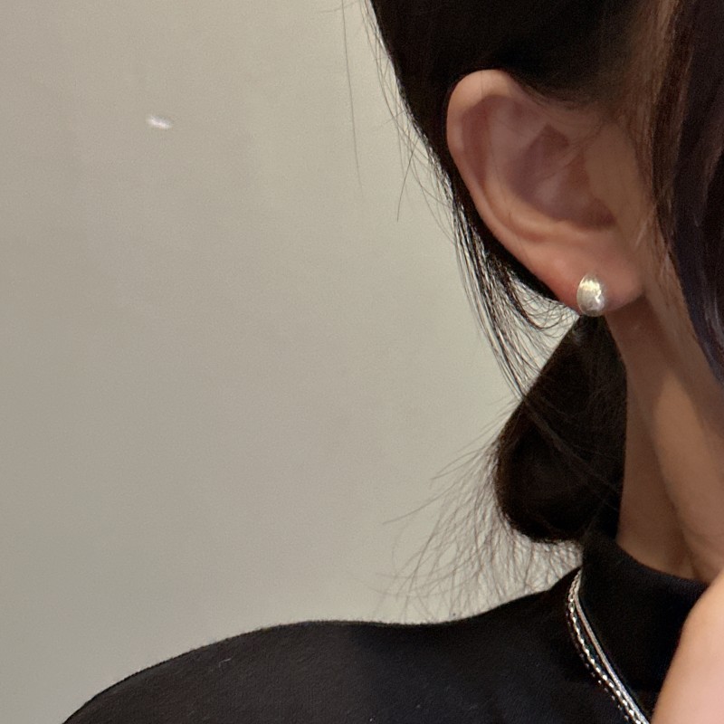 S925 sterling silver brushed texture earrings simple INS style ear accessories