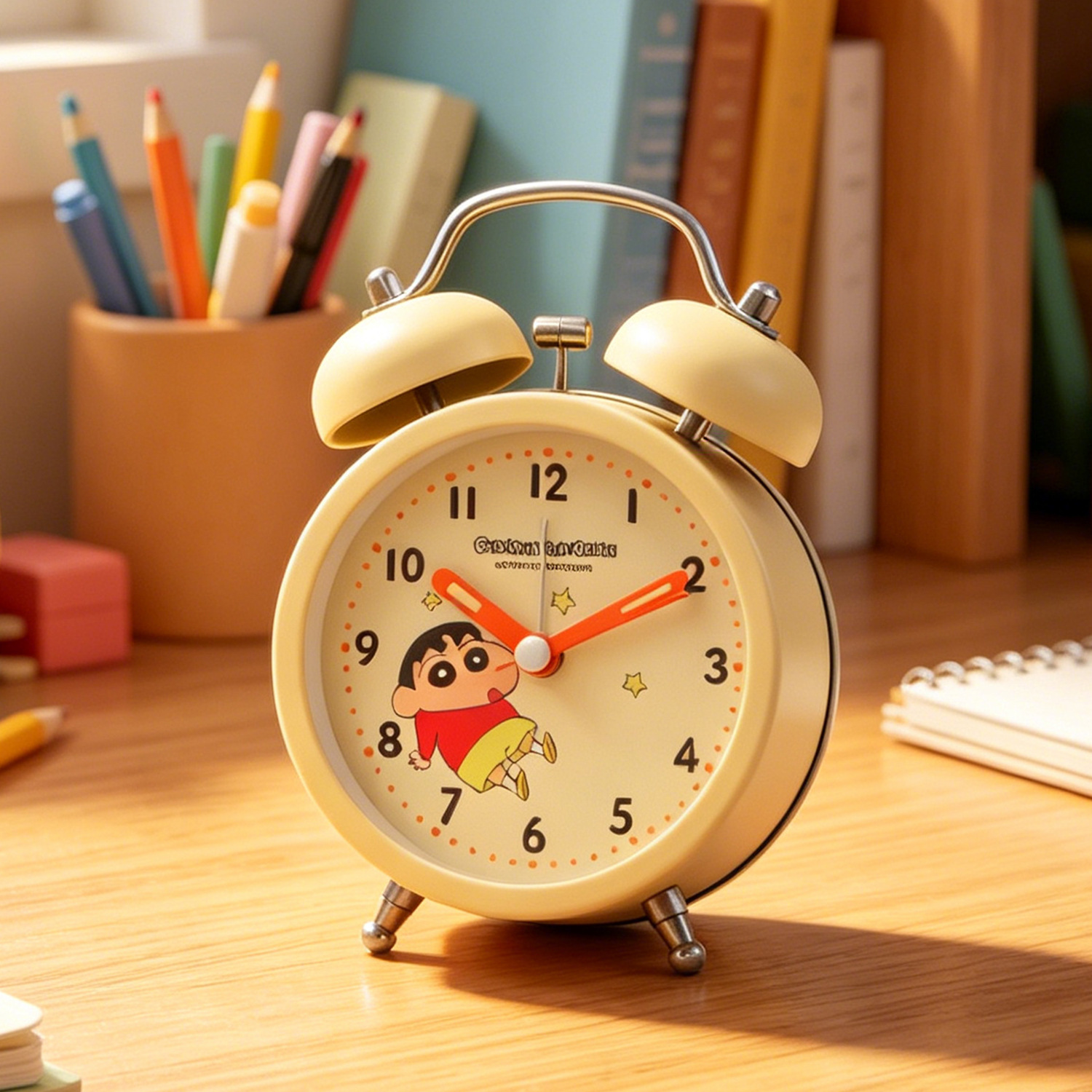 Original crayon ringing alarm clock student learning special alarm clock children bedroom fluorescent metal ringing alarm clock
