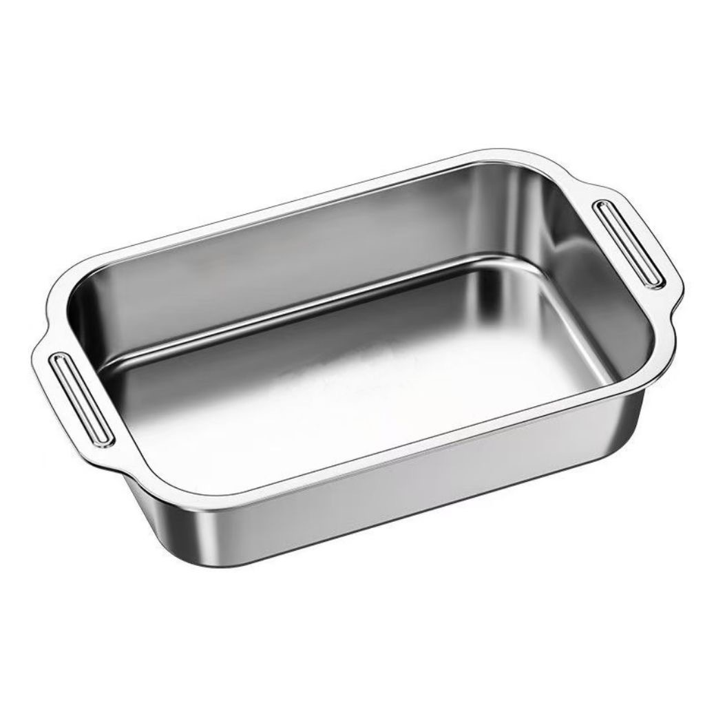 Thickened stainless steel fish baking tray with lid rectangular dedicated baking tray deepened tray dish plate household