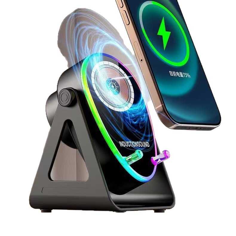 H68 Bluetooth Induction Phone Stand Speaker Charging Three-in-One with Fast Charging 2025 New Bluetooth Speaker