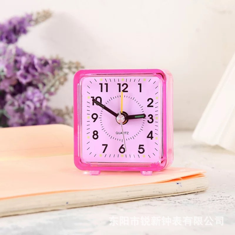 Simple transparent electronic alarm clock children candy color clock student bedroom loud small clock
