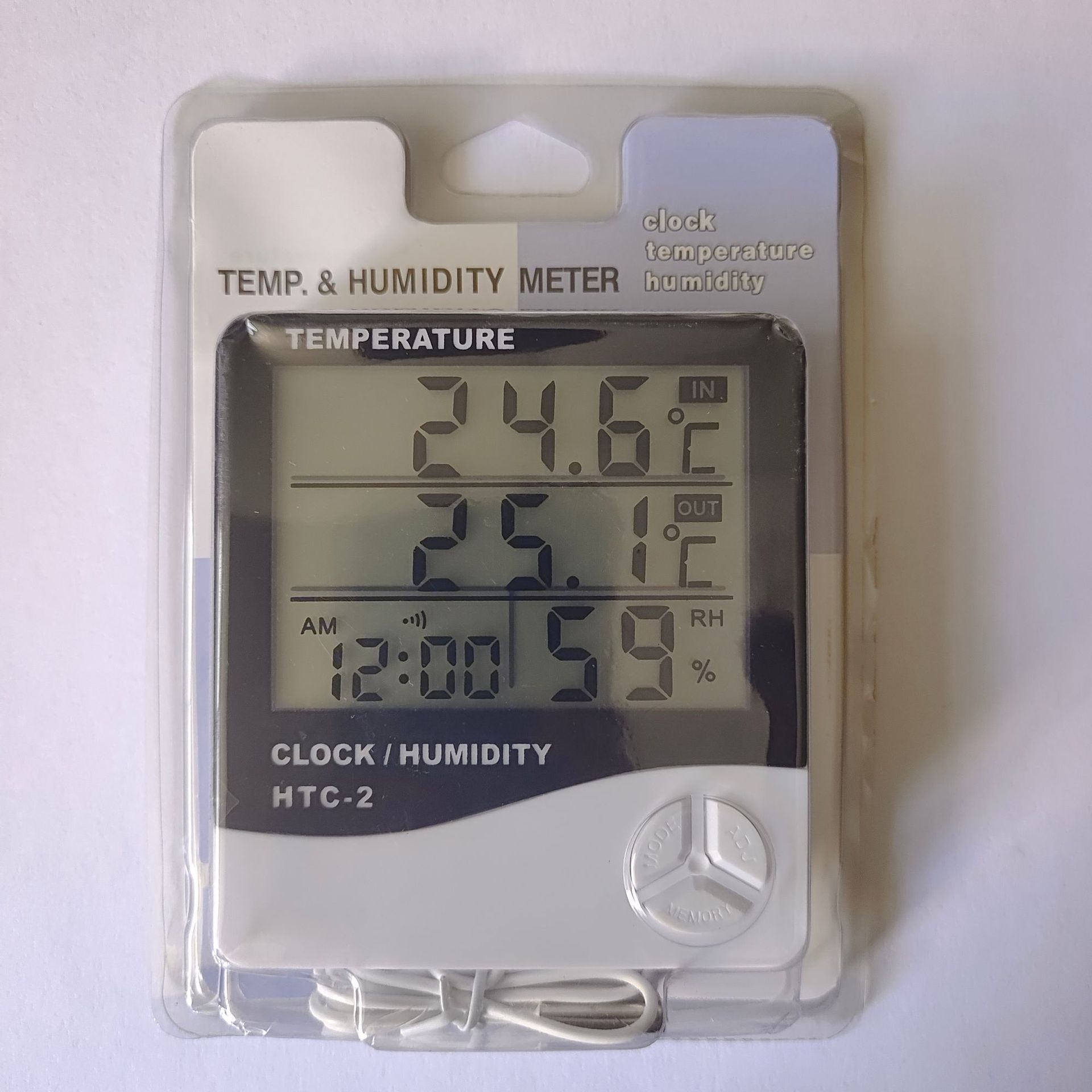 Thermometer hygrometer htc-2 indoor dry wet alarm clock temperature humidity meter electronic digital display time date alarm clock temperature control