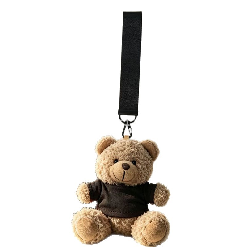 Teddy bear pendant custom woven lanyard print LOGO bear keychain plush toy backpack charm souvenir