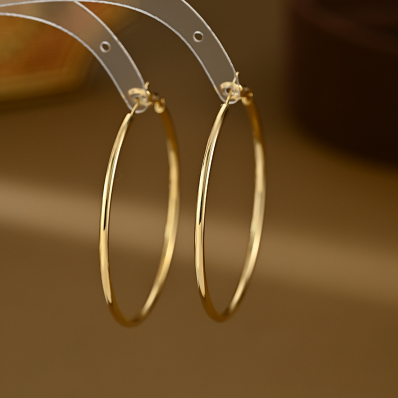 2025 new S925 silver needle exaggerated ear hoop simple smooth surface earrings ear studs