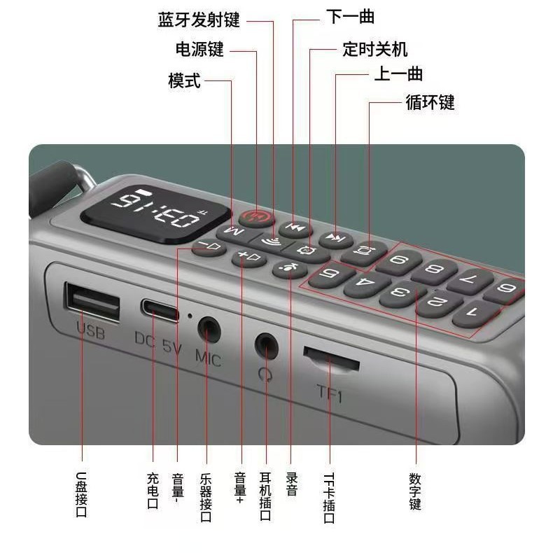 Shanshui A100 Instrument Speaker Bluetooth Speaker Plug-in Portable Bluetooth Transmitter Receiver Small Speaker