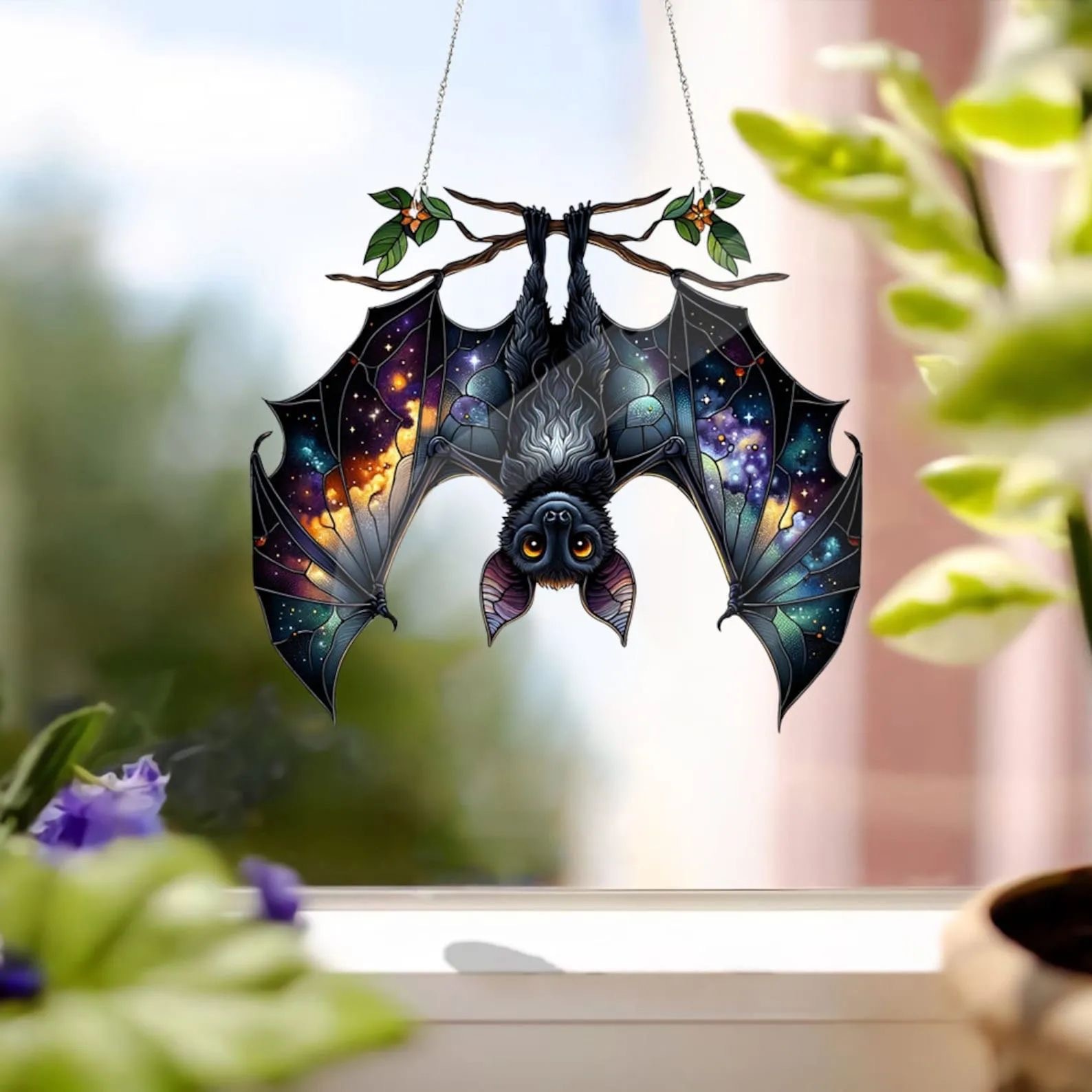 Dachshund Window Hanging Bat Window Decoration Acrylic Window Hanging Halloween