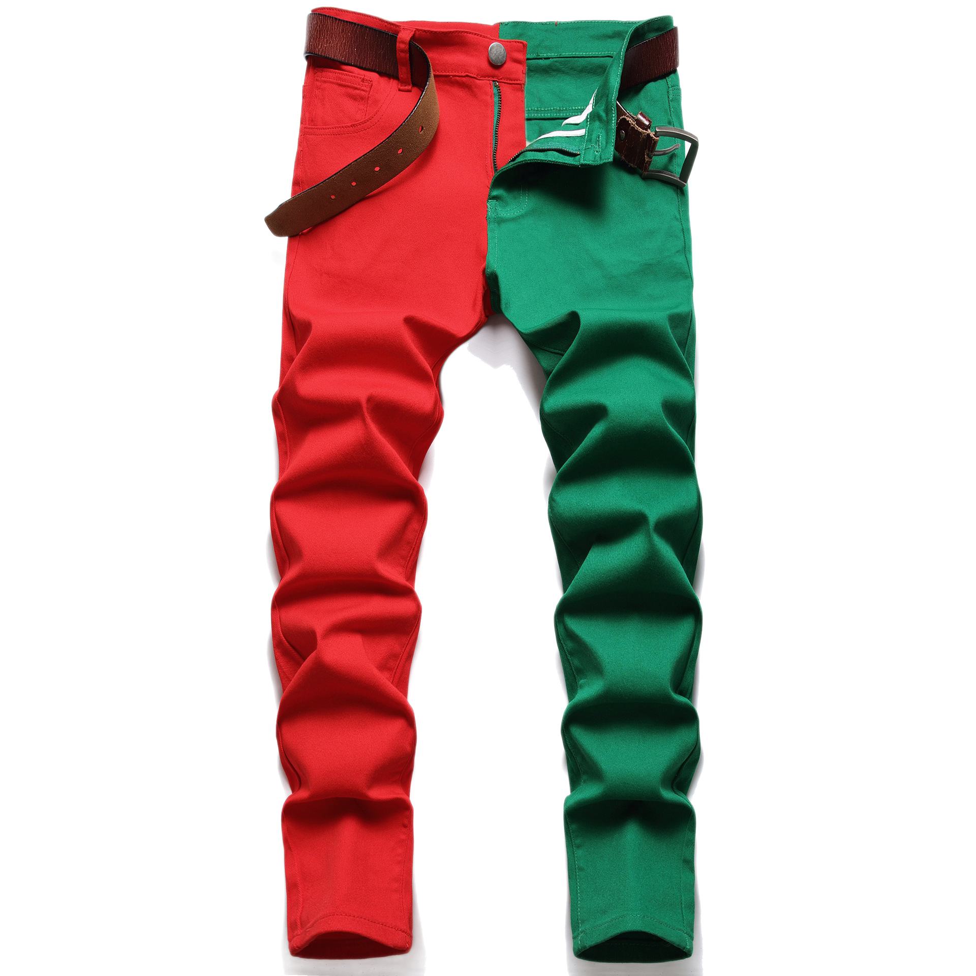 New Men's Color Block Slim Fit Casual Pants Sweatpants Young Men Straight Leg Pants