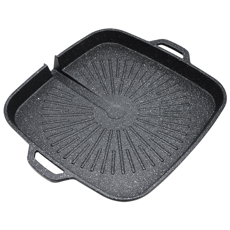 Malfan stone induction square grill pan round grill pan household barbecue pan steak iron plate grill pan commercial