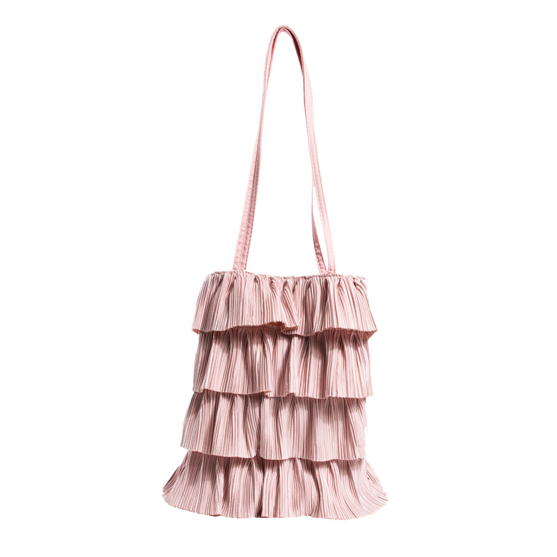 Women's Bag New Pleated Tote Bag Solid Color Tassel Cake Skirt Bag Small Fresh Underarm Shoulder Bag Crossbody