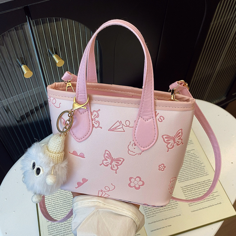 Large Capacity Women 2025 New Spring Texture Handbags Shoulder Bags Butterfly Embossed Commute Bucket Bags