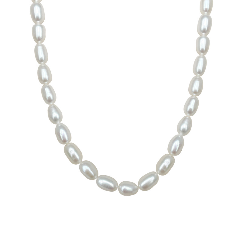 Natural Freshwater Pearl Necklace Women Baroque Collarbone Chain 14K Gold Plated Necklace Sweater Chain