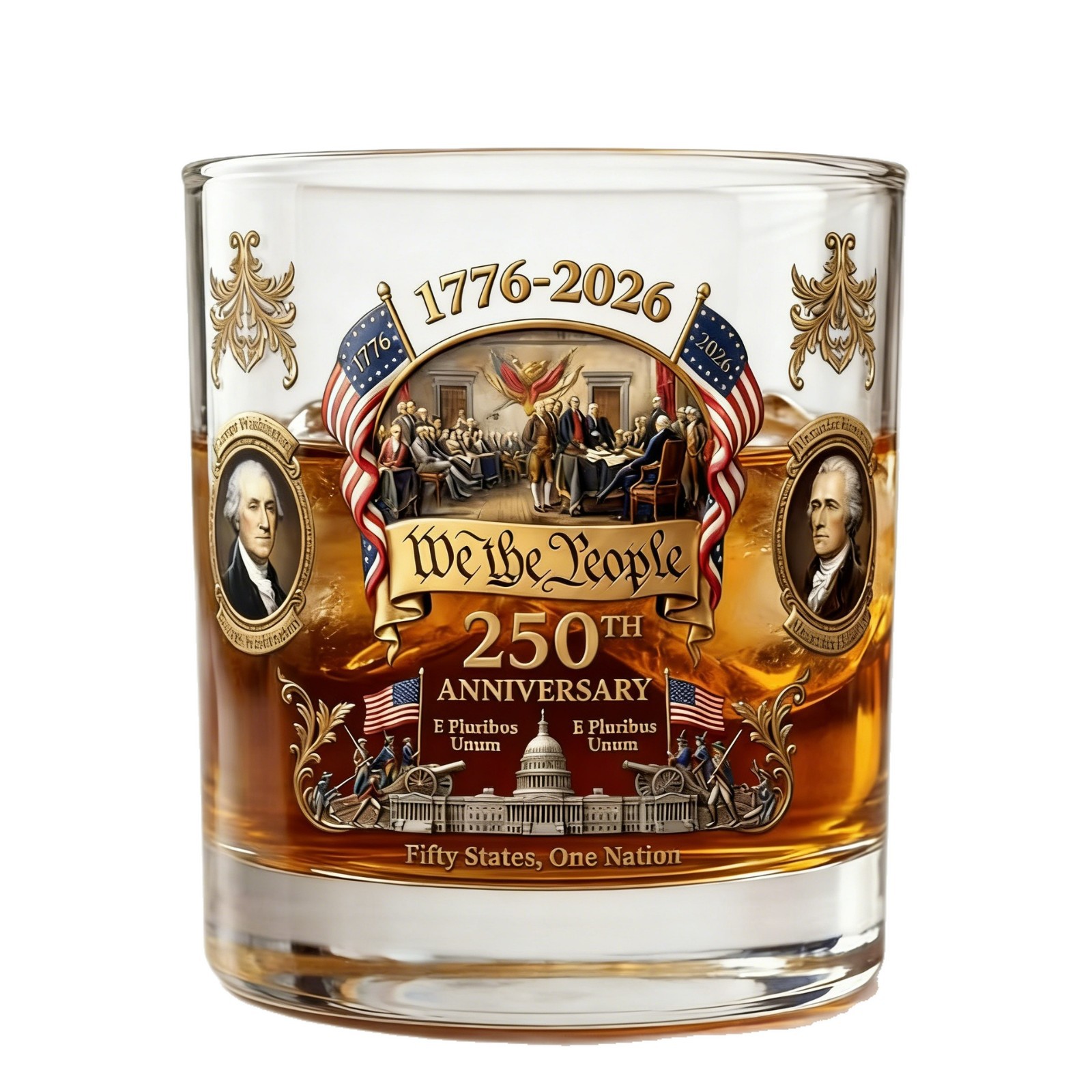 Safe packaging 250th anniversary glass wine glass glass chemical silk printing whiskey brandy