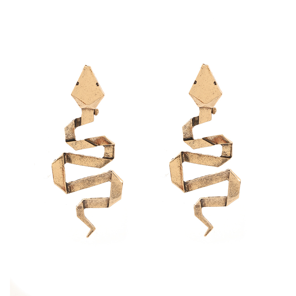 ZA vintage geometric origami snake ear studs punk exaggerated earrings for women three-dimensional ear accessories