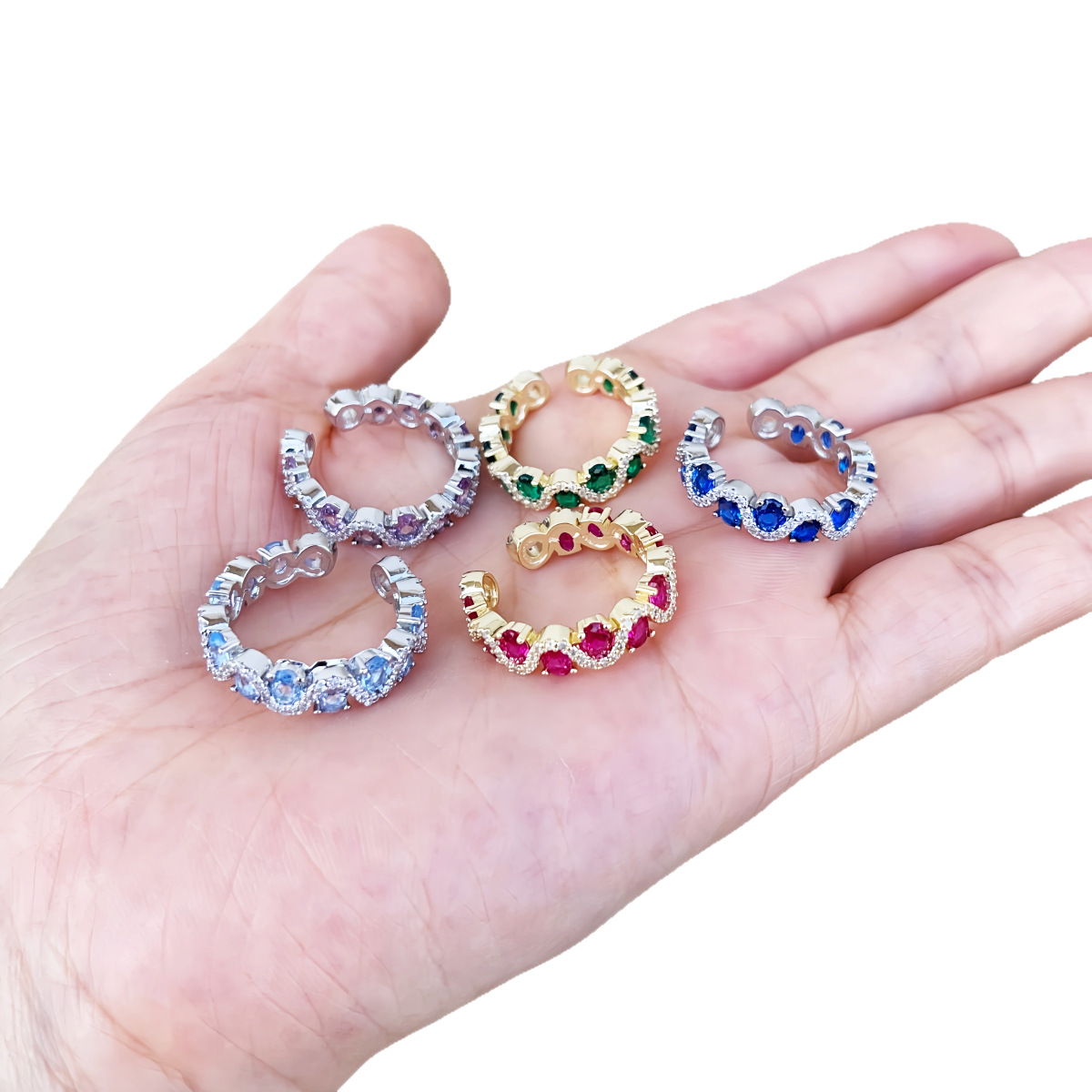 Luxury Colorful Ring Red Corundum Spinel Zirconia Alexandrite Open Ring
