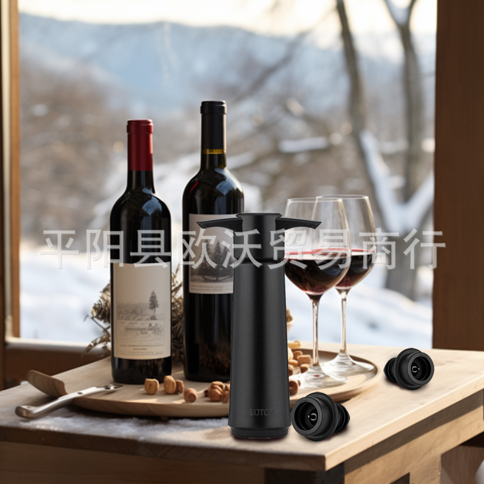 Plastic red wine vacuum multifunctional air pump bottle stopper metal air pump black wine stopper