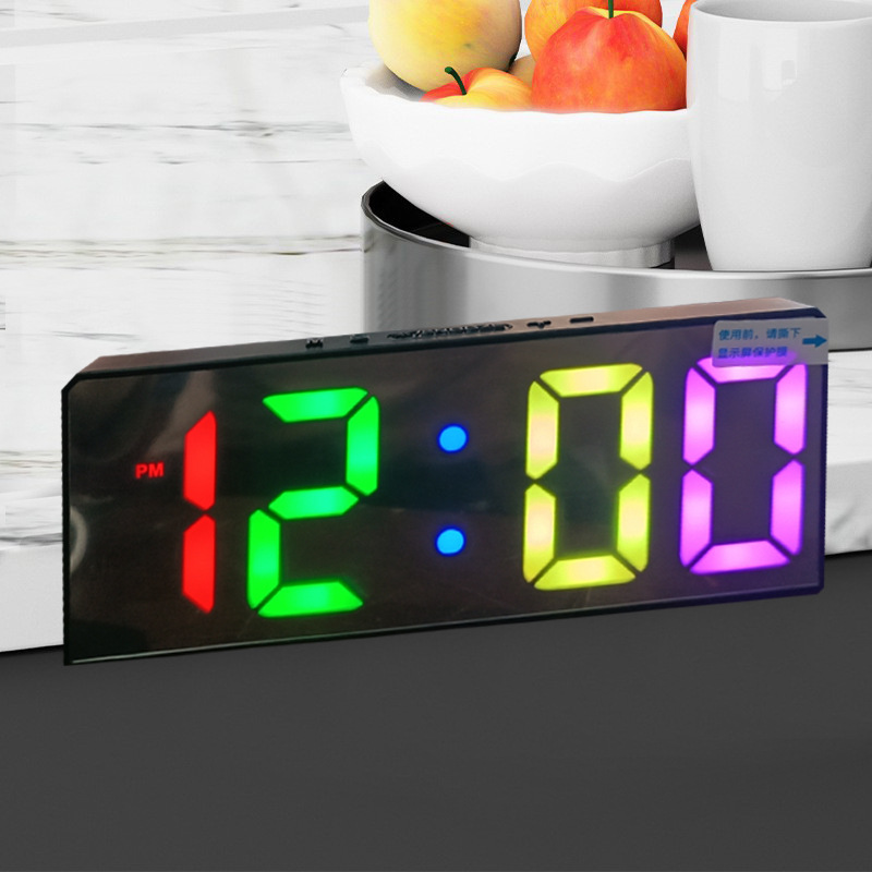 Simple large screen alarm clock LED mirror electronic multi-function student clock