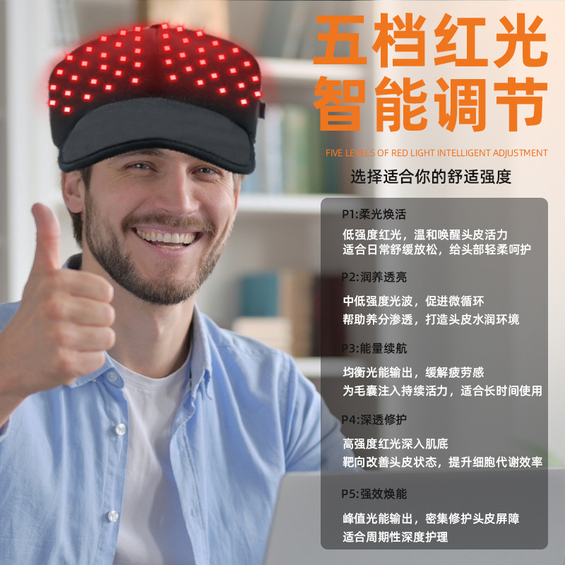 Infrared Physiotherapy Hair Growth Cap 5 Gears Red Light Adjustment Hair Growth Near Infrared Physiotherapy Device