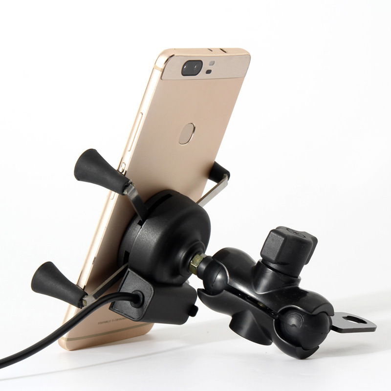 Motorcycle phone mount rechargeable aluminum alloy phone mount with USB charging mount