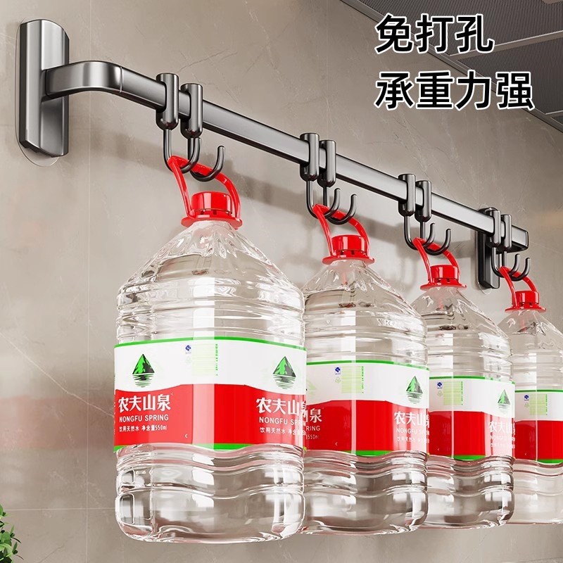 Ermo kitchen hook no-drill hanging rod storage rack spatula spoon rack space aluminum hook wall-mounted storage