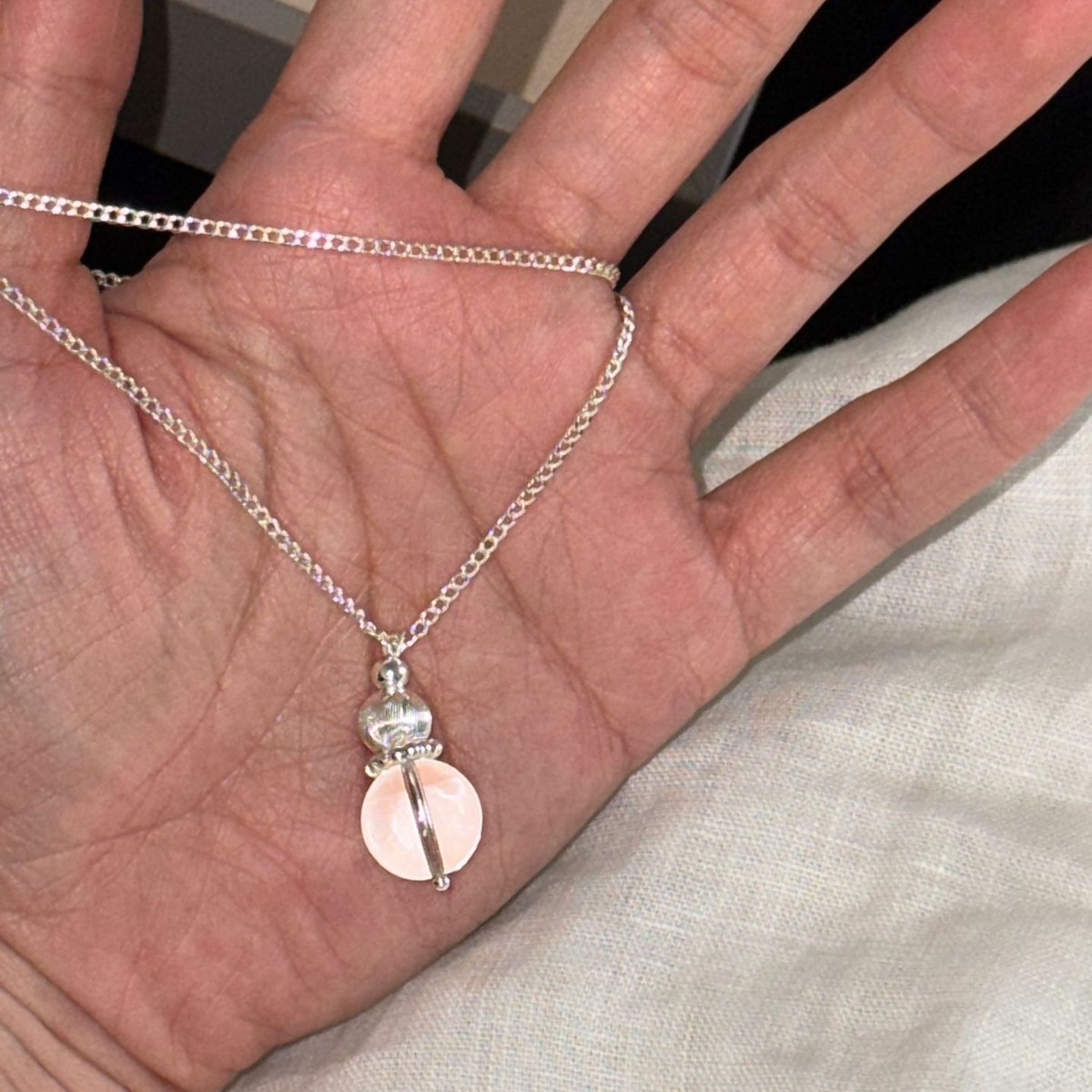 Self-made cool white crystal gourd necklace long sweater chain cat eye bead for women