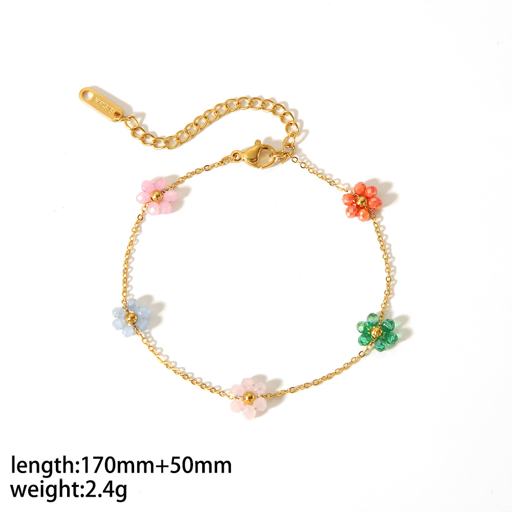 New cute flower bracelet 18K gold stainless steel simple design jewelry women