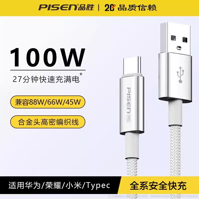 100W快充数据线【1.2m银灰色】