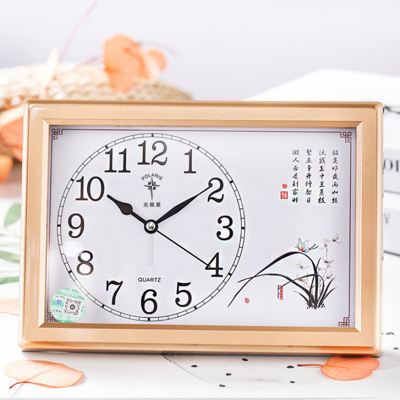 Polaris simple desk clock wall clock living room clock desk wall dual-use wall clock home perpetual calendar lunar temperature desk clock