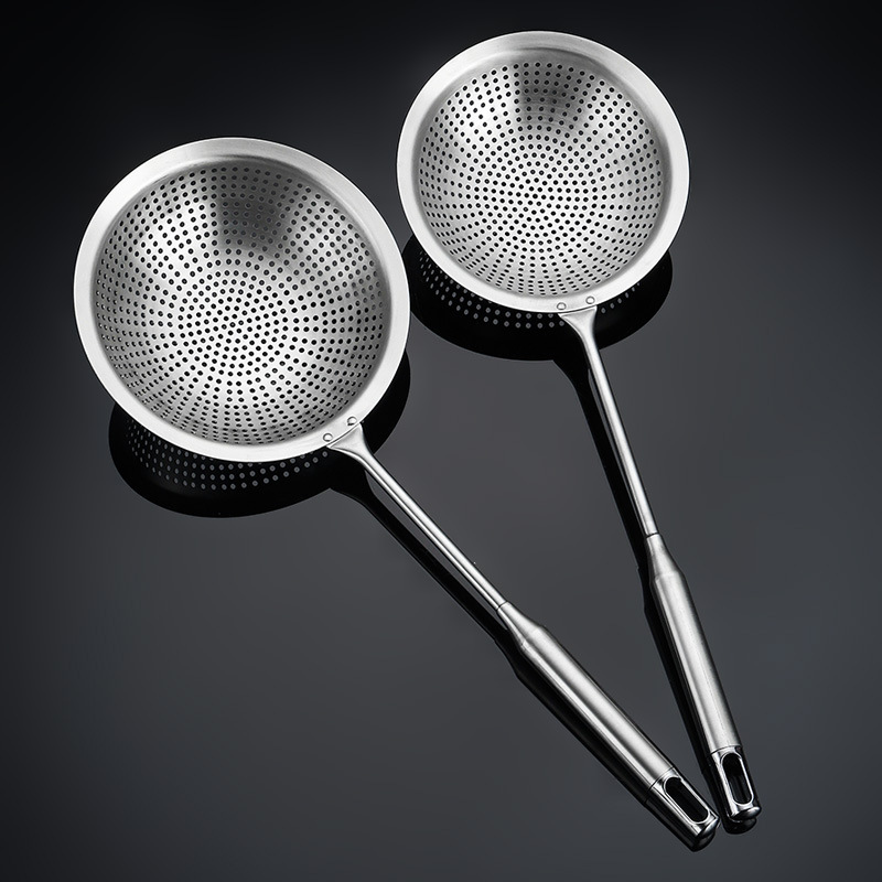 201 stainless steel slotted spoon household kitchen noodle spoon dense hole slotted spoon filter mesh frying strainer large size skimmer