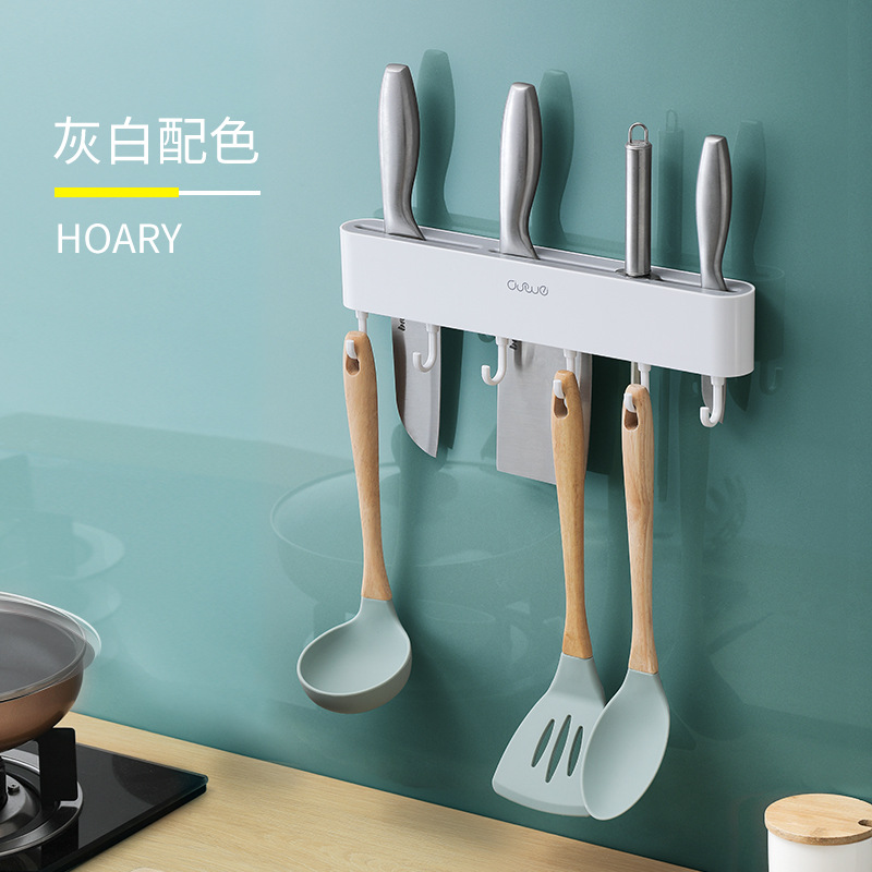 Wall-mounted knife holder, multifunctional kitchen supplies, no drilling, knife storage rack, household knife organizer