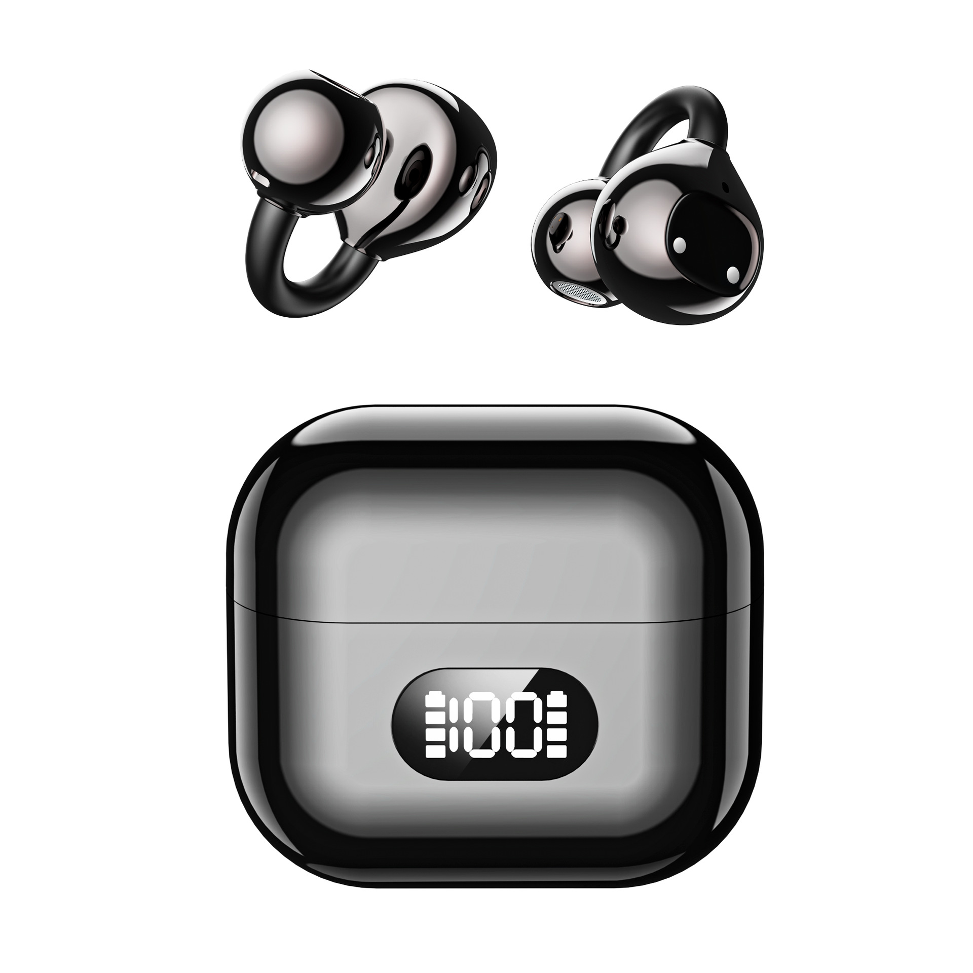 2026 New M91 Clip-on Bluetooth Headset Open-ear Digital Display OWS Stereo Sound Running Noise Cancelling Private Mold