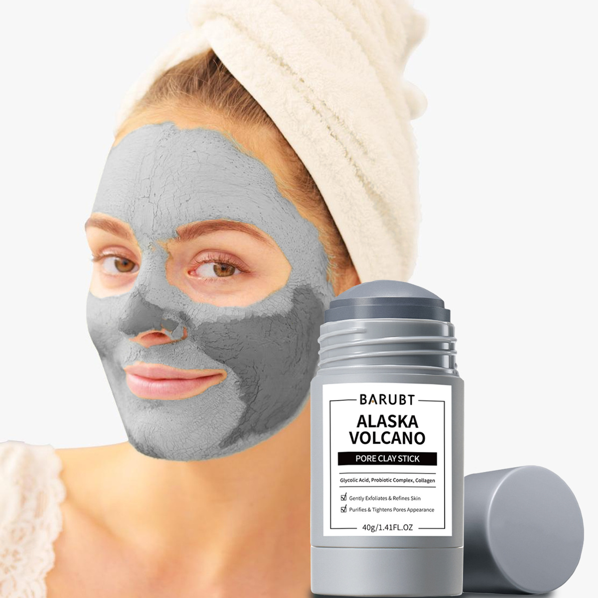 BARUBT Mugwort Mud Mask Stick Deep Cleansing Gentle Blackhead Removal Repair Facial Mask