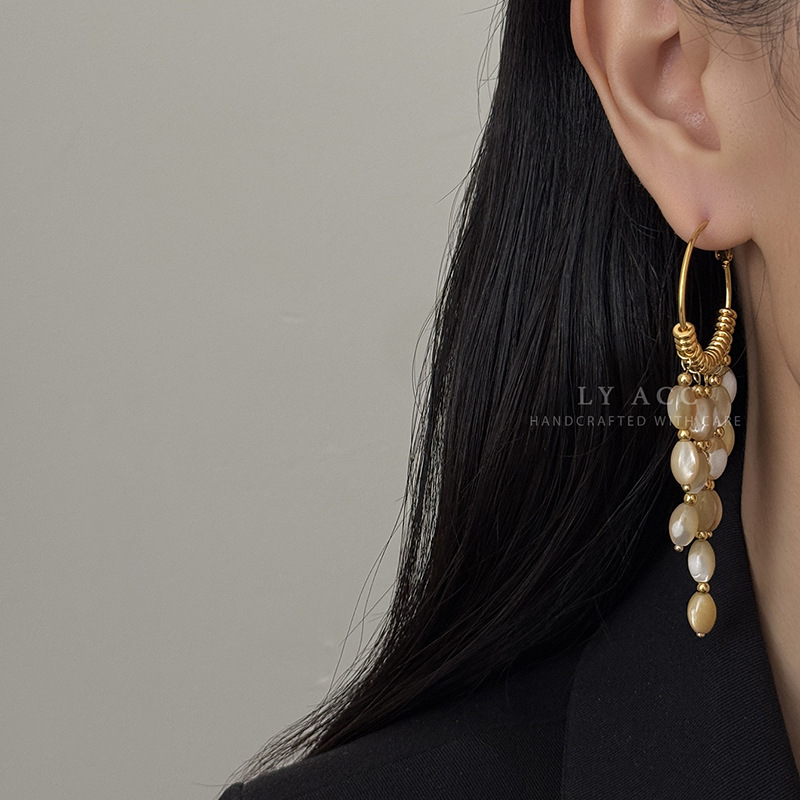 Pearl Bead Tassel Earrings Drop Earrings Small Elegant Bohemian Earrings for Women