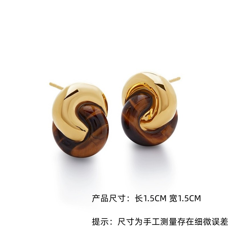 Earrings co-branded tiger eye ring buckle earrings
