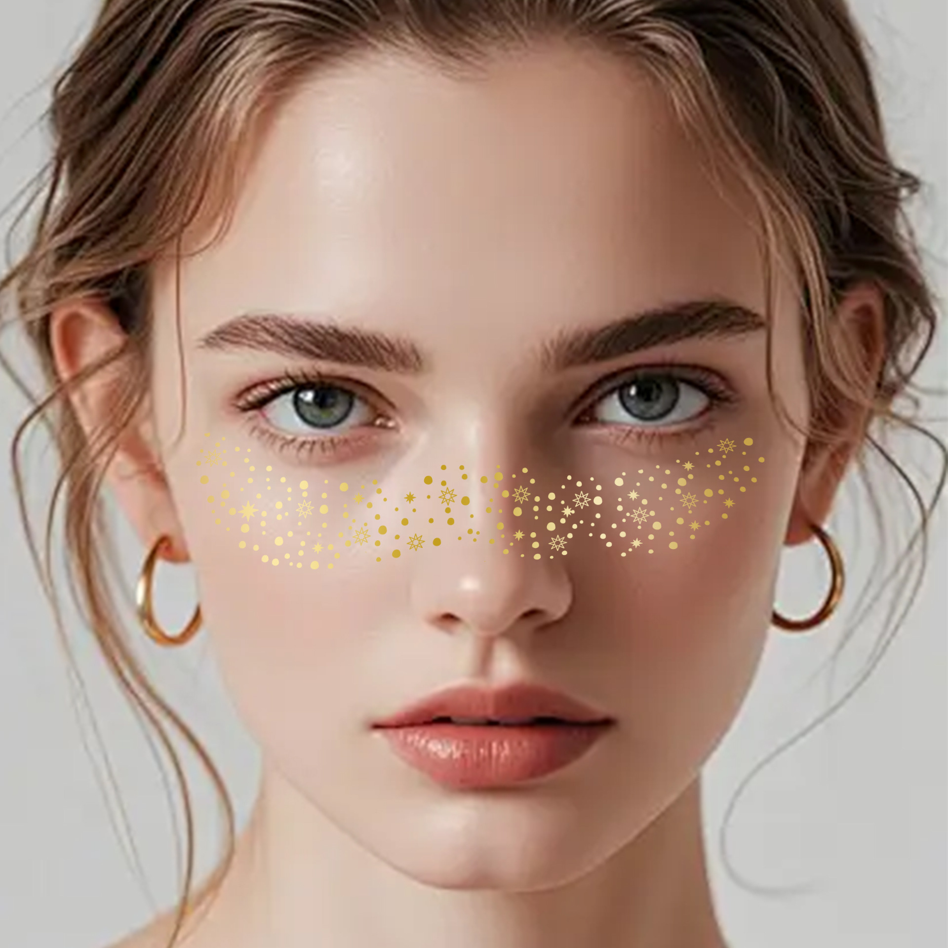 New Flash Makeup Freckle Tattoo Sticker Gold Foil Silver Foil Party Gathering Face Tattoo Sticker Paper
