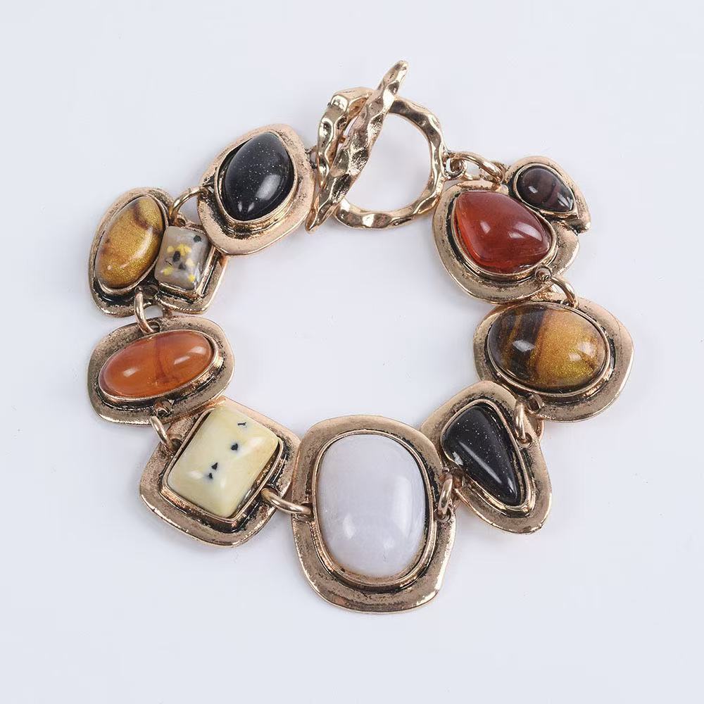 Exquisite Necklace Bracelet Set Plain Ring Stone Beads Collarbone Chain