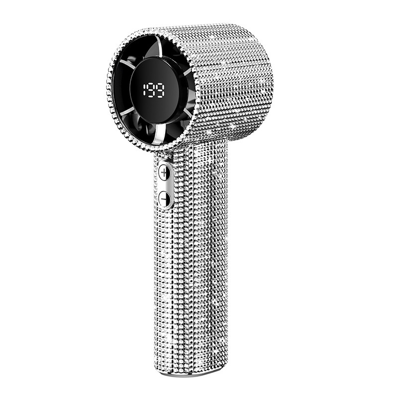 New S5 Diamond Handheld Small Fan 199 Gear Digital Display High Speed Fan Outdoor Portable Shining and Moving
