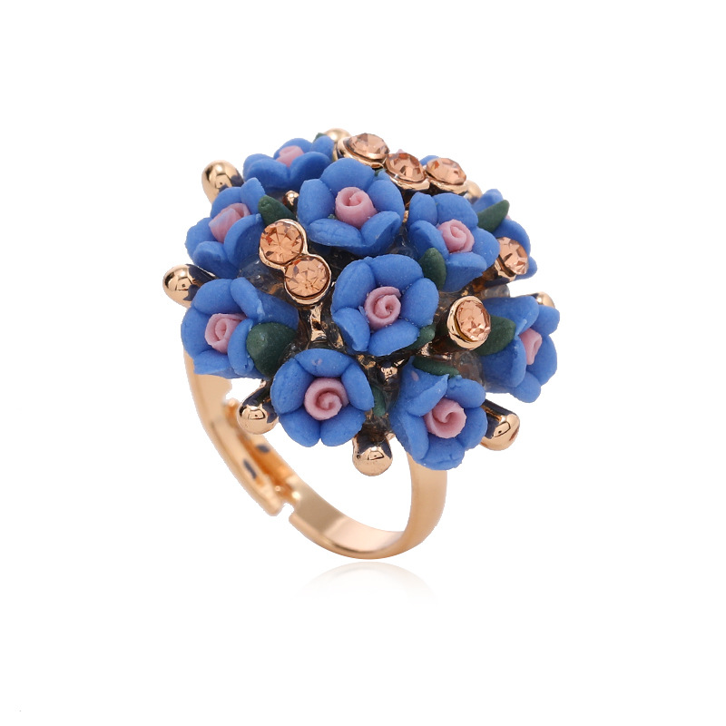 Carefully selected flower ring set women's diamond ceramic flower simple ring