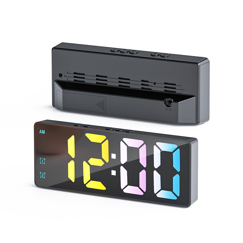 LED Mirror Electronic Alarm Clock USB Battery Dual Use Smart Voice Control Clock Student Special Alarm Clock