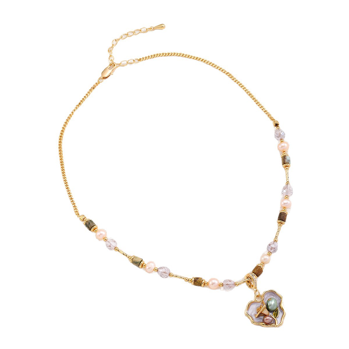 NALA New Chinese Style Accessories Freshwater Pearl Necklace Accessories Women Natural Stone Necklace Niche Clavicle Chain