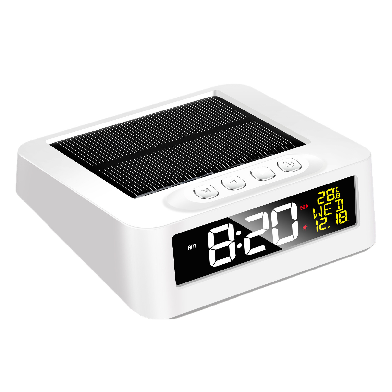 LED luminous solar car clock anti-sleep alarm clock thermometer clock multifunctional solar alarm clock