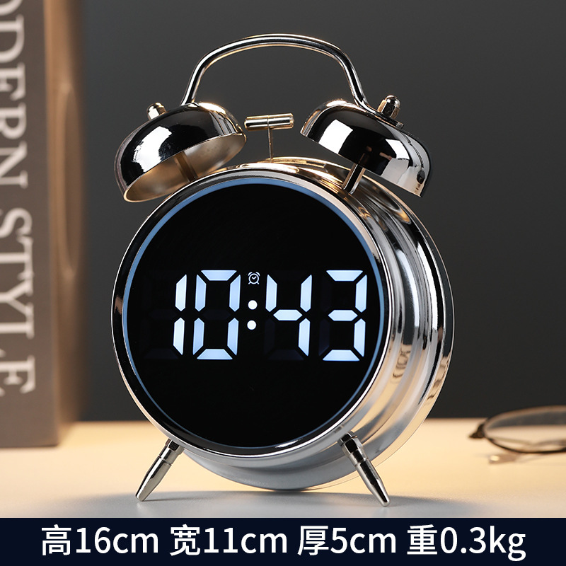 Student special alarm clock super loud volume metal ringing wake-up difficulty multifunctional electronic alarm clock
